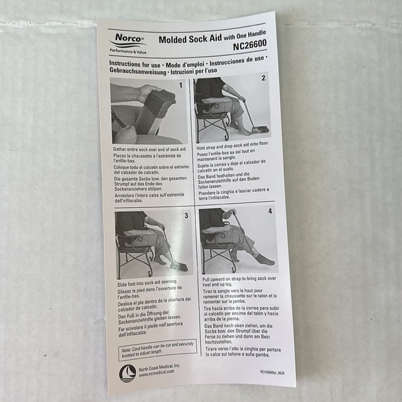 🔵 NORCO Molded Sock Aid With One Handle - Picture 3 of 7